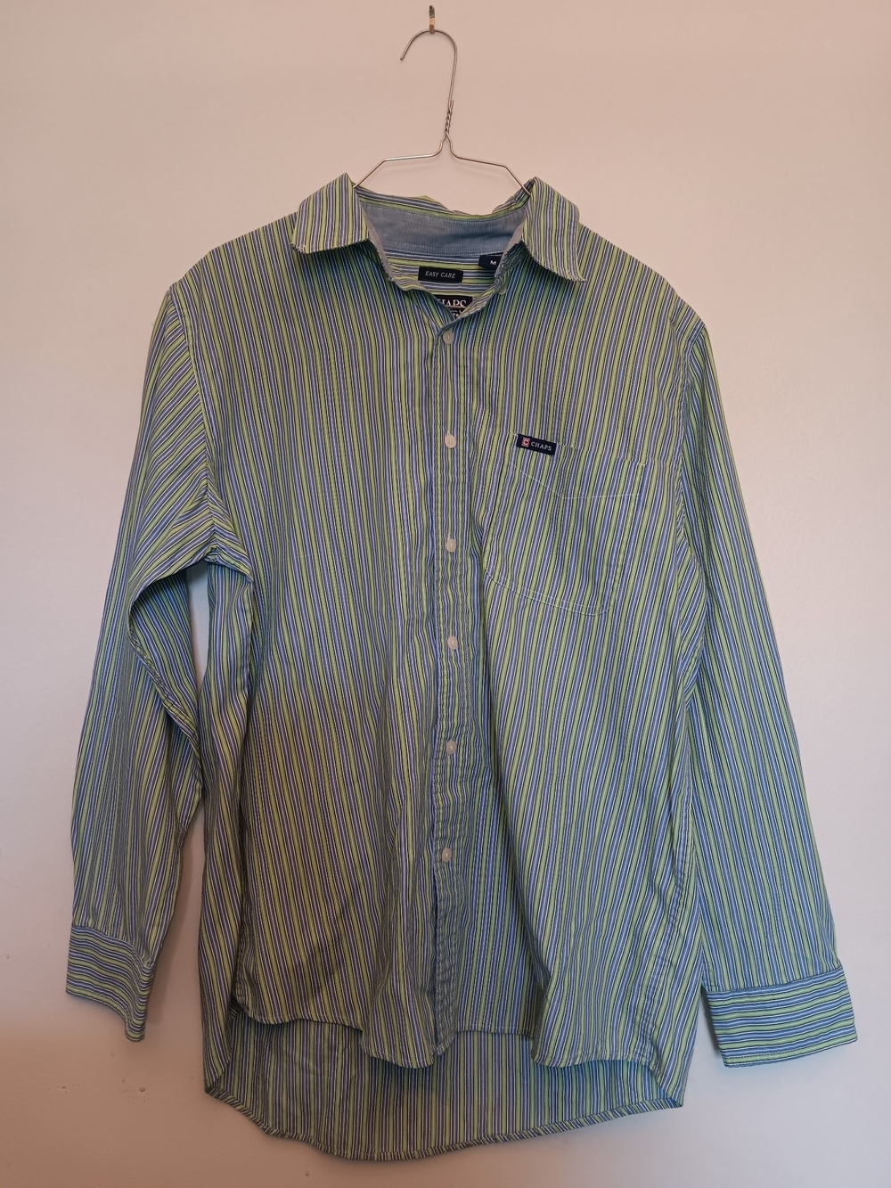 Chaps Men’s Green and Blue Striped Dress Shirt (Price Is Firm)